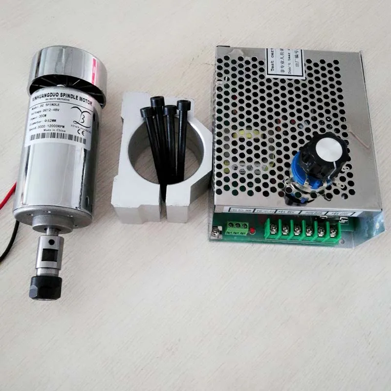 

300w dc spindle motor + 52 mm clamp (send four screws) + Speed control power supplyPower Supply Speed Governor For DIY Engraving