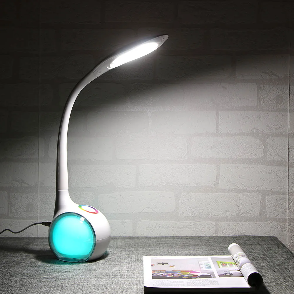 5 Вт Светодиодная настольная лампа, настольная лампа для офиса с регулируемой яркостью, Сенсорная лампа для чтения, прикроватная настольная лампа