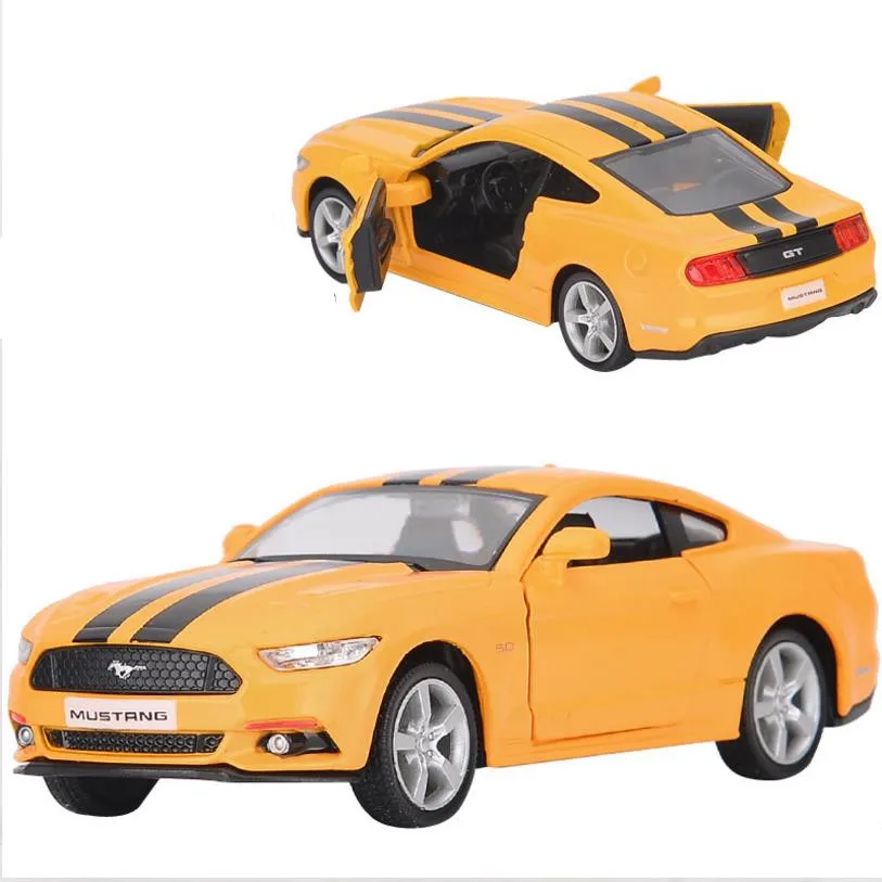 Ford Mustang GT, модель автомобиля из 1:36 сплава, литые под давлением металлические игрушки, детские развивающие игрушки - Цвет: Цвет: желтый