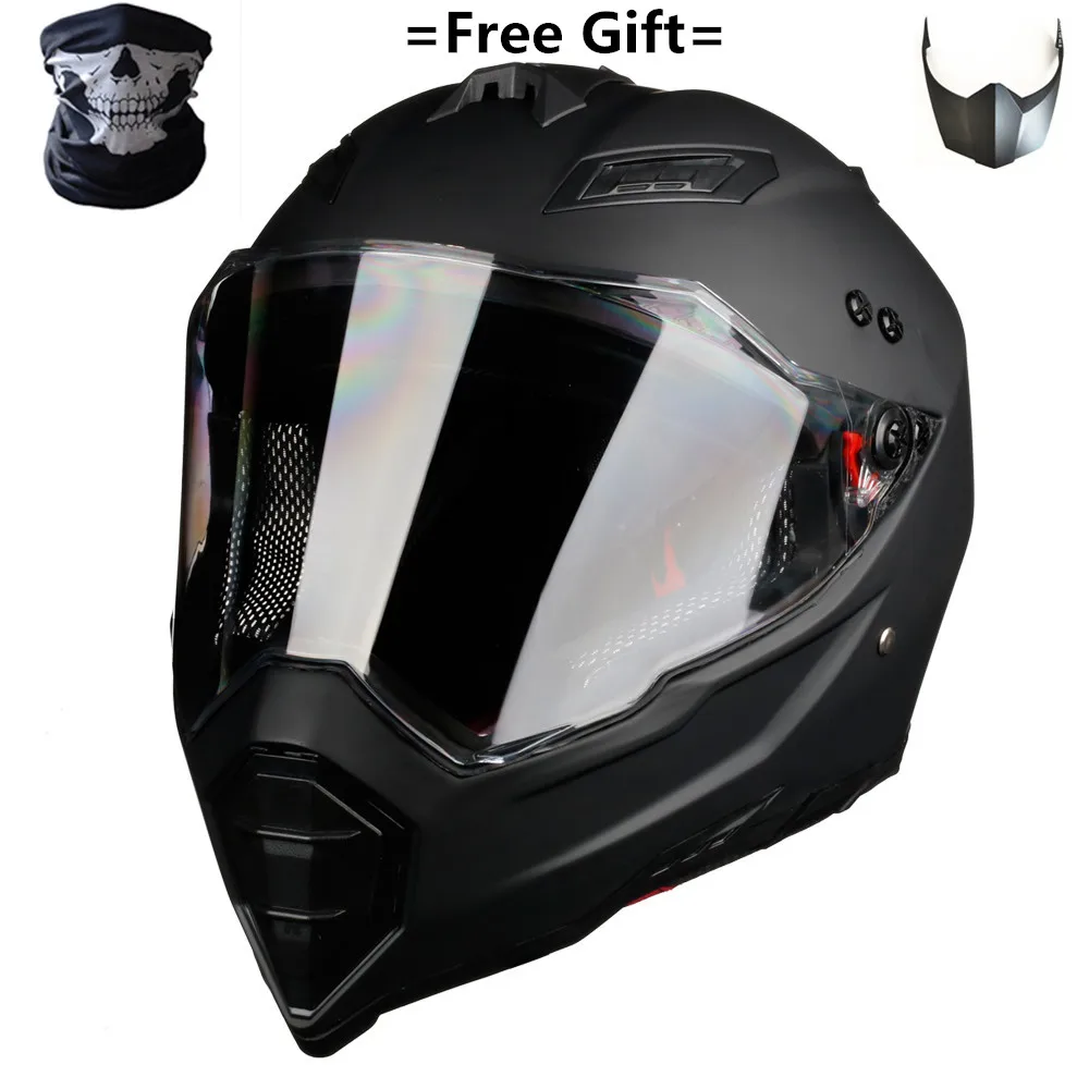 BYE New Motorcycle Helmet Men Full Face Helmet Moto Riding ABS Material Adventure Motocross Helmet Motorbike DOT Certification - Цвет: Matte black-clear