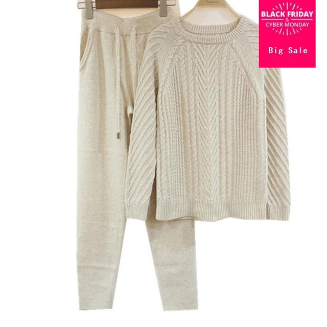 Special Price Winter Woolen + Cashmere cross Knitted warm Suit Velvet O-Neck Sweater + Mink Cashmere Trousers Leisure Two-piece suits wj1362 Special Price Winter Woolen + Cashmere cross Knitted warm Suit Velvet O-Neck Sweater + Mink Cashmere Trousers Leisure Two-piece suits wj1362