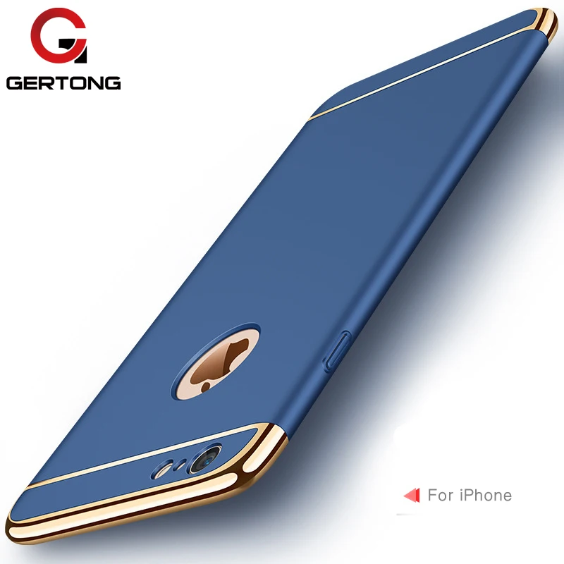 

GerTong Electroplated Case For iPhone X 5 5S SE 360 Full Protect 3 in 1 Phone Cover For iPhone 6 6S 7 8 Plus Matte Hard PC Coque