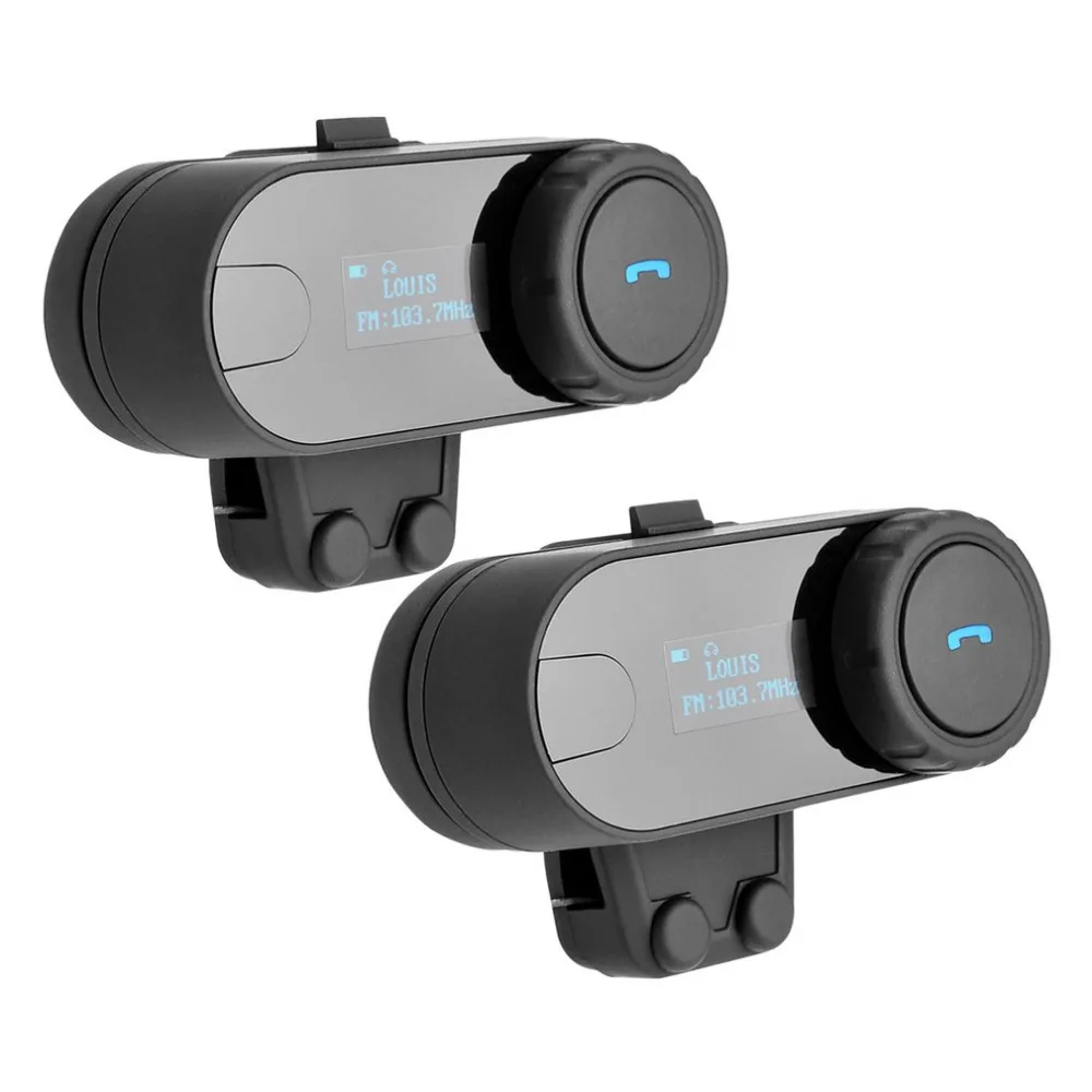 

2Pcs Motorcycle Helmet Bluetooth Headphone Intercom Interphone FM Radio Headset With LCD Screen 800M Real Time Talkback