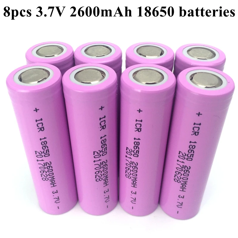 Factory Price 8pcs/lot Original 18650 3.7V 2600mA Li-ion Rechargeable Batteries for For ICR18650-26F Flashlight Power Bank