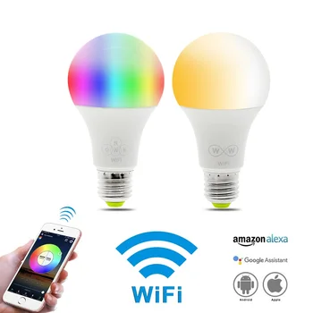 

LED Bulb E27 Smart WIFI Work With Amazon Alexa & Google Home RGB White Cold Warm White AC85-265V 6.5W Dimmable LED Bulbs Lamp