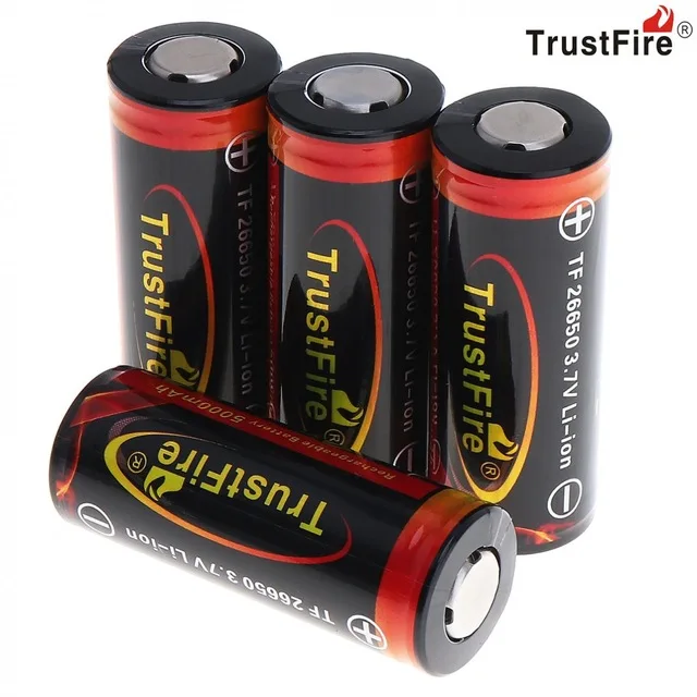 

4pcs 3.7V 26650 5000mAh Rechargeable Li-ion Battery with Protected PCB for LED Flashlights Headlamps