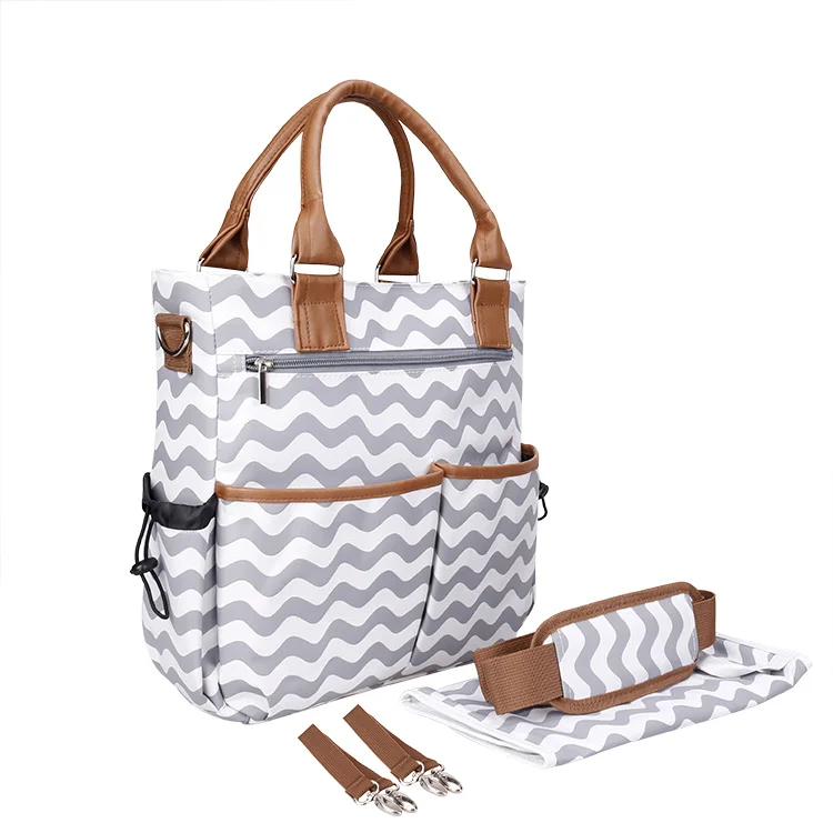 Многофункциональная сумка Mochila Mommy Hobos с большой емкостью, баул для прогулок, сумки для мамы и ребенка, органайзер, дорожная сумка для кормления ребенка на открытом воздухе - Цвет: gray wave
