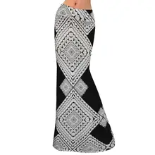 Женская длинная Макси юбка с высокой талией с геометрическим принтом, облегающая Черная Новинка, женская одежда, модная летняя винтажная мягкая