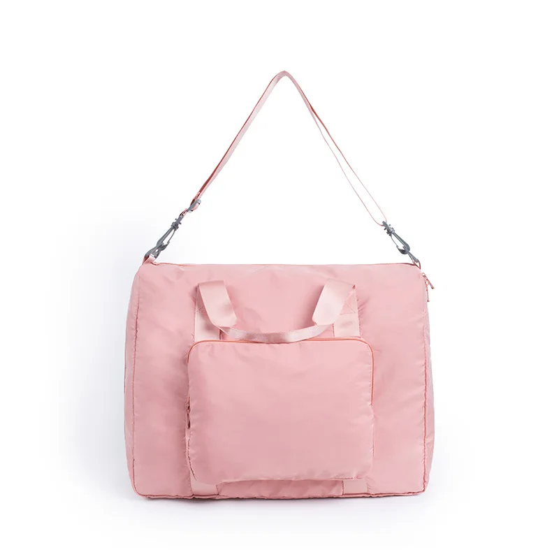 New Foldable Large Travel Bag Women Fashion Big Duffle Bag Shoulder Portable Weekend Bags Waterproof Travel Organizer Tote Pink - Цвет: Pink