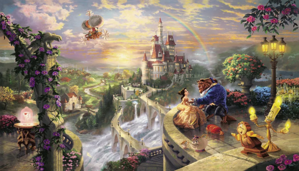 Free shipping,Thomas Kinkade Beauty and The Beast,HOME WALL Decor