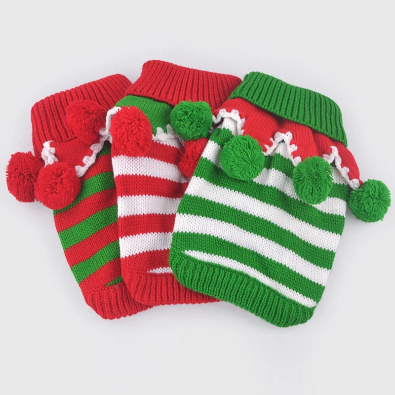 

Fashion Chihuahua Puppy Clothes Autumn Winter Coats For Small Dogs And Cats Soft Warm Christmas Striped Puppy Sweater Clothes