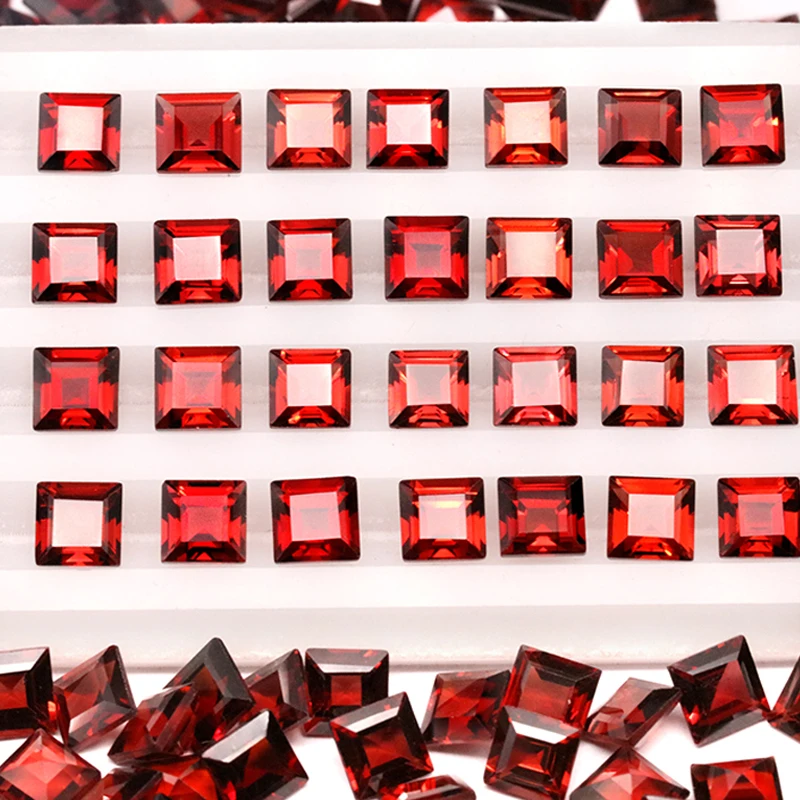 Gemstone Natural Red Garnet jewelry making 5X5mm10pcs Square losse gemstones clean Designer Ring Bracelet Earring Hight Quality