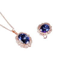 wholesale classic luxury rose gold color 925 sterling silver natural blue topaz necklace pendant ring jewelry set for female kjjeaxcmy boutique jewels 925 sterling silver inlaid with blue topaz ring pendant earrings necklace with silver gold color
