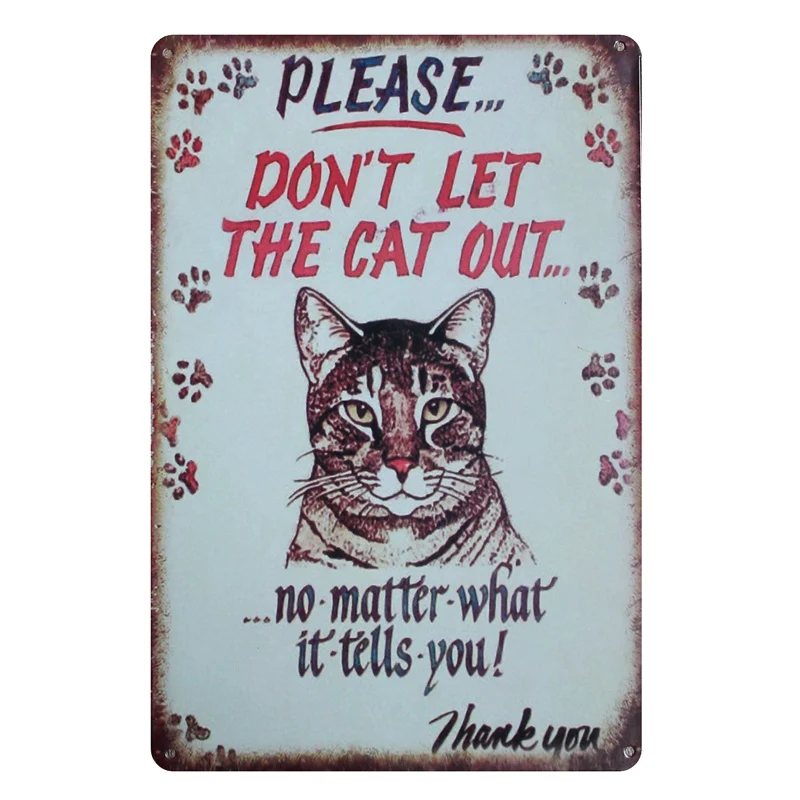 [Mike86] не позволяйте кошке из винтажные металлические вывески домашний бар паб украшения 20X30 см AA-405