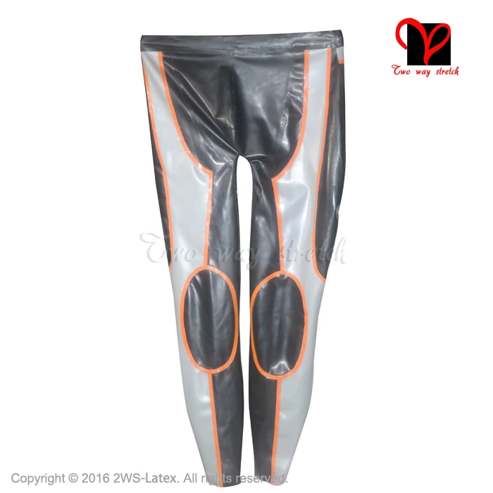 Sexy Latex Pants with trims Skinny Rubber tights Gummi Bottom leggings Trousers bottoms jeans plus size XXXL men KZ-069