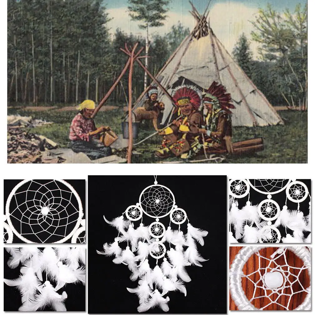

Large White 5 Web Dream Catcher Natural Shells Wind Chimes Beads Handmade Wicca Pagan Hanging Decorations
