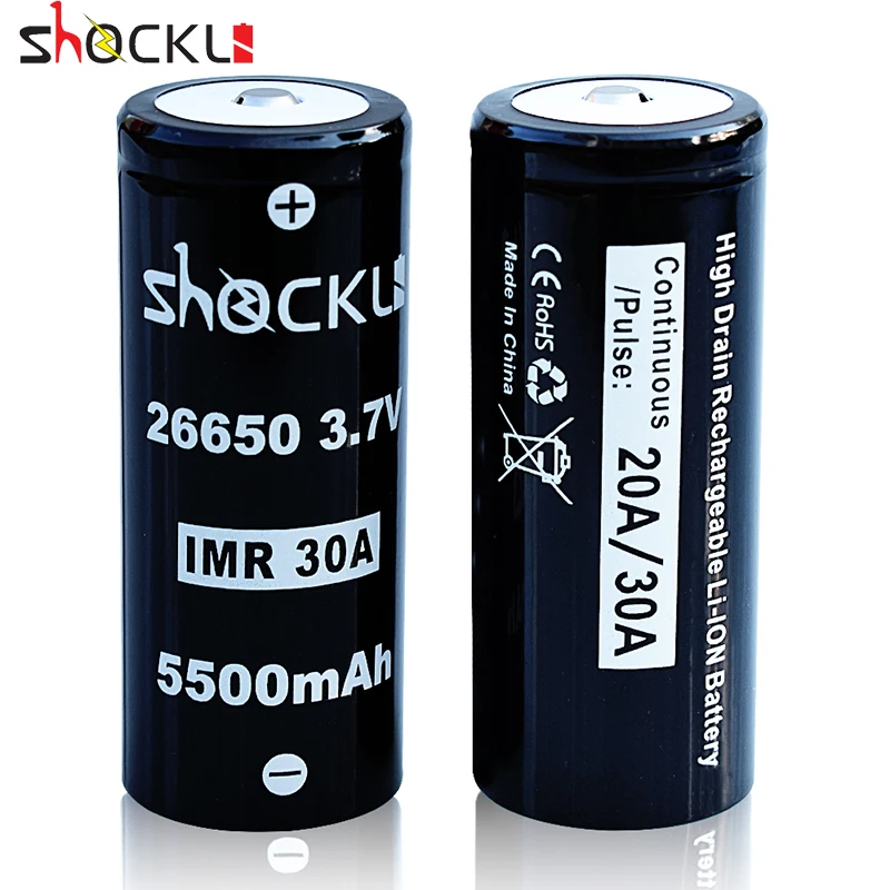 Shockli 26650 аккумулятор 5500mAh 3,7 V 26650 литий-ионный аккумулятор 20A 26650 литиевые батареи для фонарика высокой мощности TC20