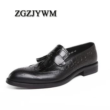 

ZGZJYWM Brand New Fashion Men Cowhide Genuine Leather Commercial Wedding Business Casual Breathable Men's Dress Oxfords Shoes