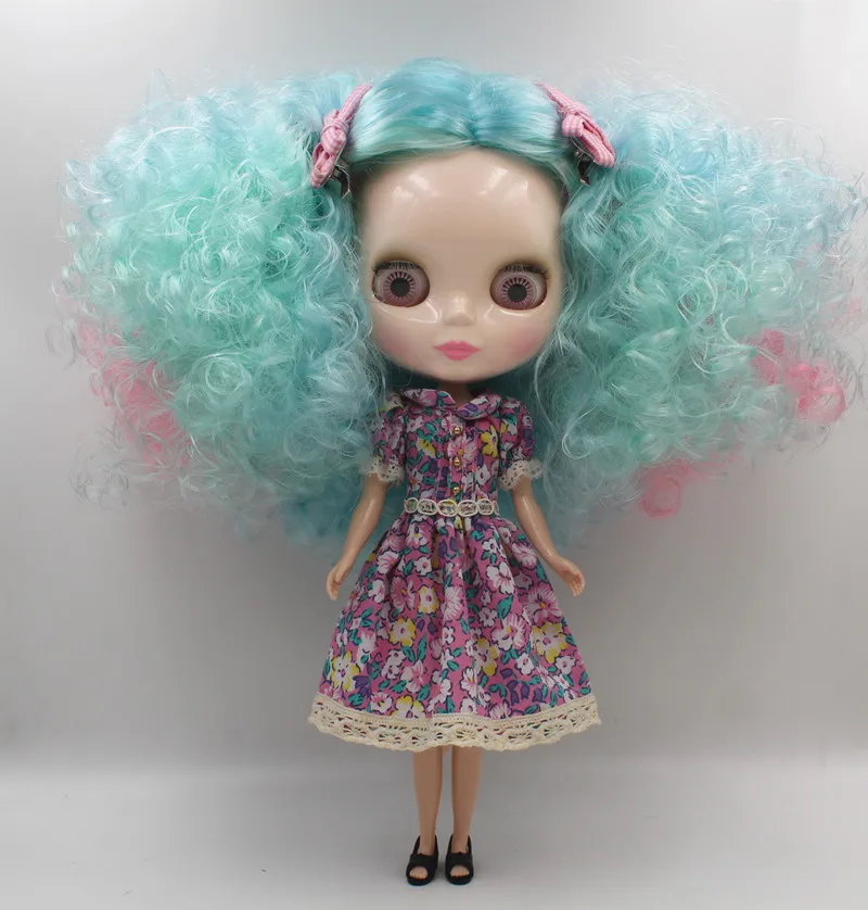 Кукла blygirl blyth синий порошок взрывается и локоны нормальное тело 7 совместное кукла без одежды куклы DIY может быть заменен - Цвет: Doll