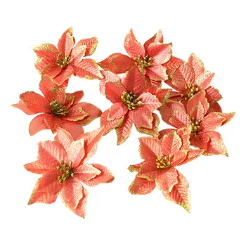 

8PCS Artificial Flowers Christmas Decorations for Home Three Layers Gold Pink Xmas Tree Toppers Ornaments feliz navidad Decor