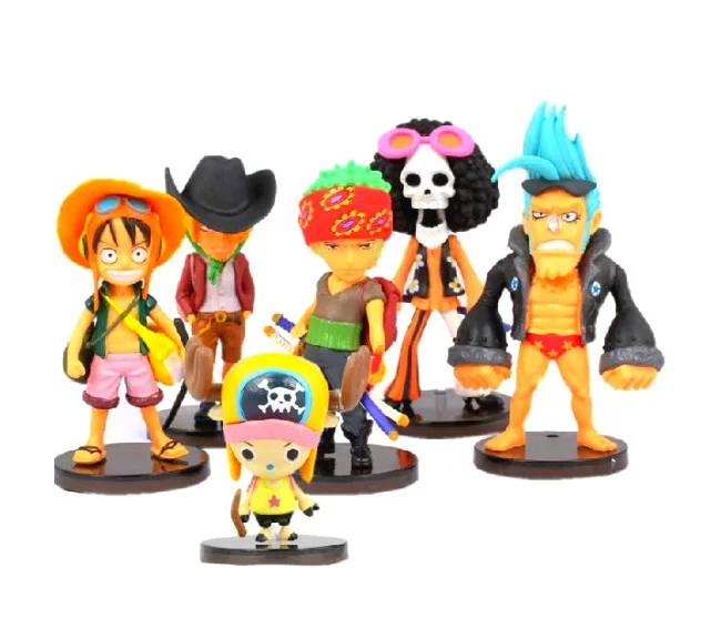 

6pcs/set 8CM Japanese Anime One piece Action Figures One piece Luffy Zoro Chopper etc Garage Kits  With  Gift Box For Children