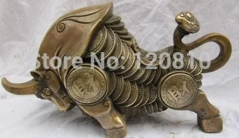 

chinese copper carved money ox statue BY EMS