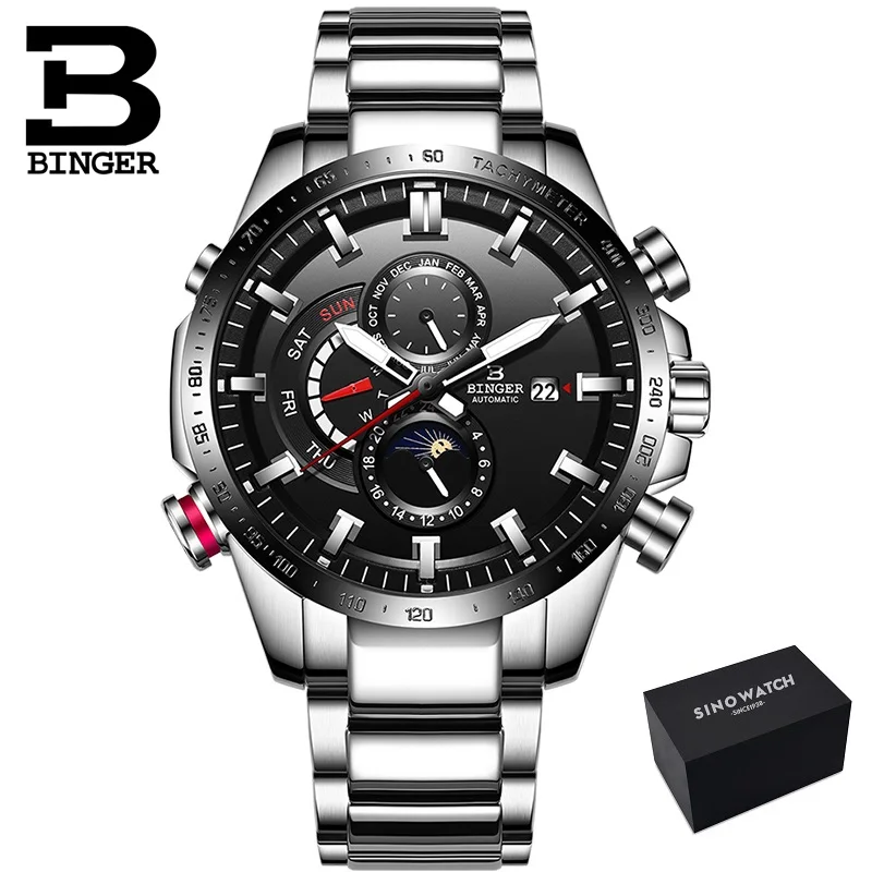 Binger часы мужские швейцарские автоматические механические часы для мужчин лучший бренд класса люкс военные часы Relogio Masculino montre homme2018 - Цвет: PDSB PLUS