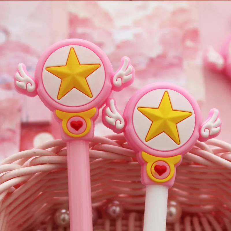 

2pcs Magical Fairy Wand Silicone Head Gel Pen School Office Supply Student Stationery Writing Signing Tool Black Ink 0.5mm