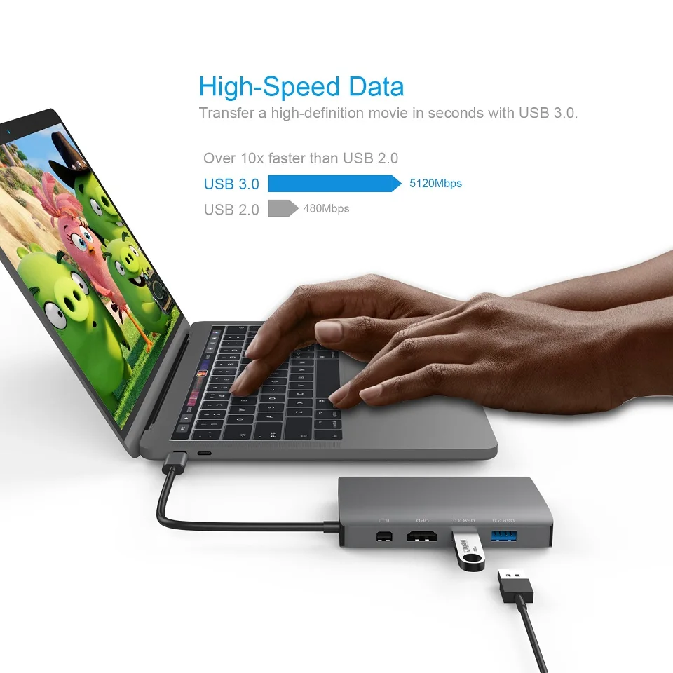 JZYuan USB C док-станция для ноутбука для Macbook Pro Кабель-Переходник USB C на HDMI дисплейный порт MiniDP типа 4 K RJ45 Gigabit LAN USB 3,0 Тип C PD для samsung S9