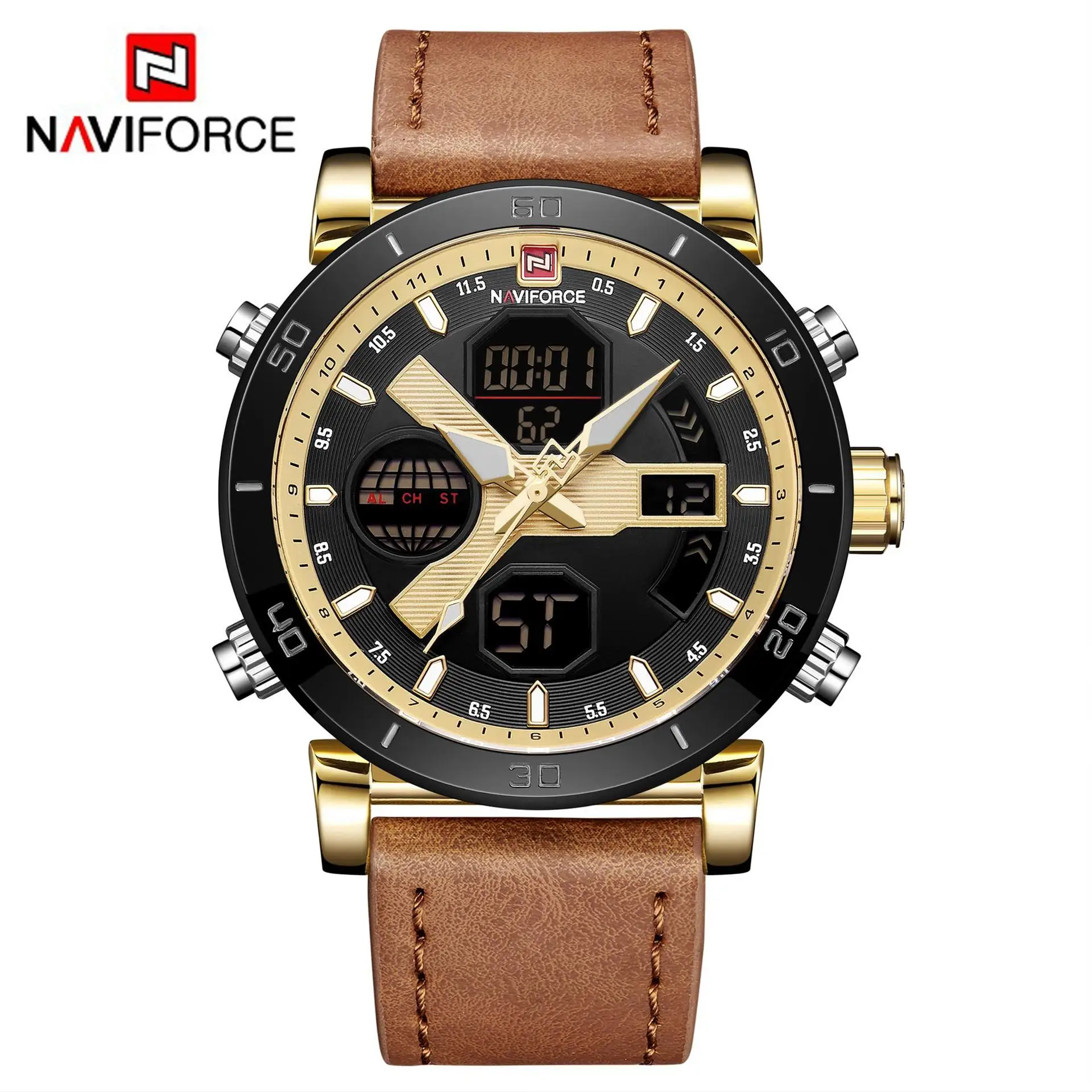 

NAVIFORCE Men Analog Digital Leather Sports Watches Men's Army Military Watch Man Quartz Clock Relogio Masculino montre homme
