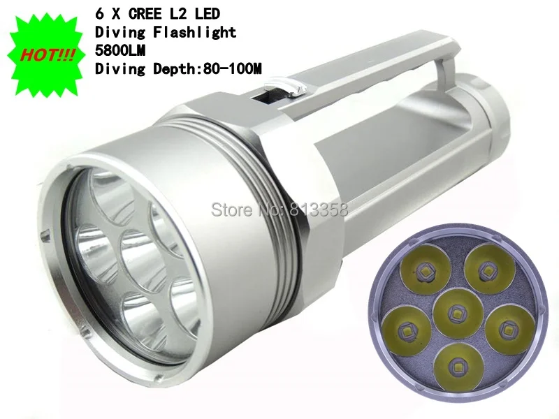 

Alonefire DV800 diving torch 6 x Cree XM-L2 U2 Stepless Dimming 5800Lumens Diving Flashlight Torch 4 x 18650 flashlight