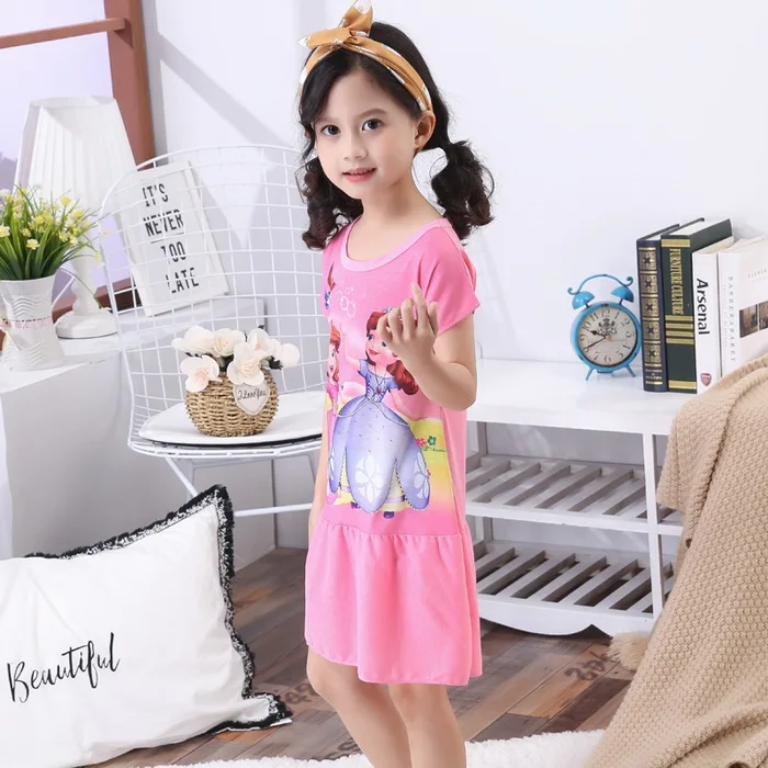 Высококачественные ночные рубашки для девочек; платье принцессы с короткими рукавами; Летнее Детское платье для сна; детская Милая Ночная рубашка - Цвет: style 3