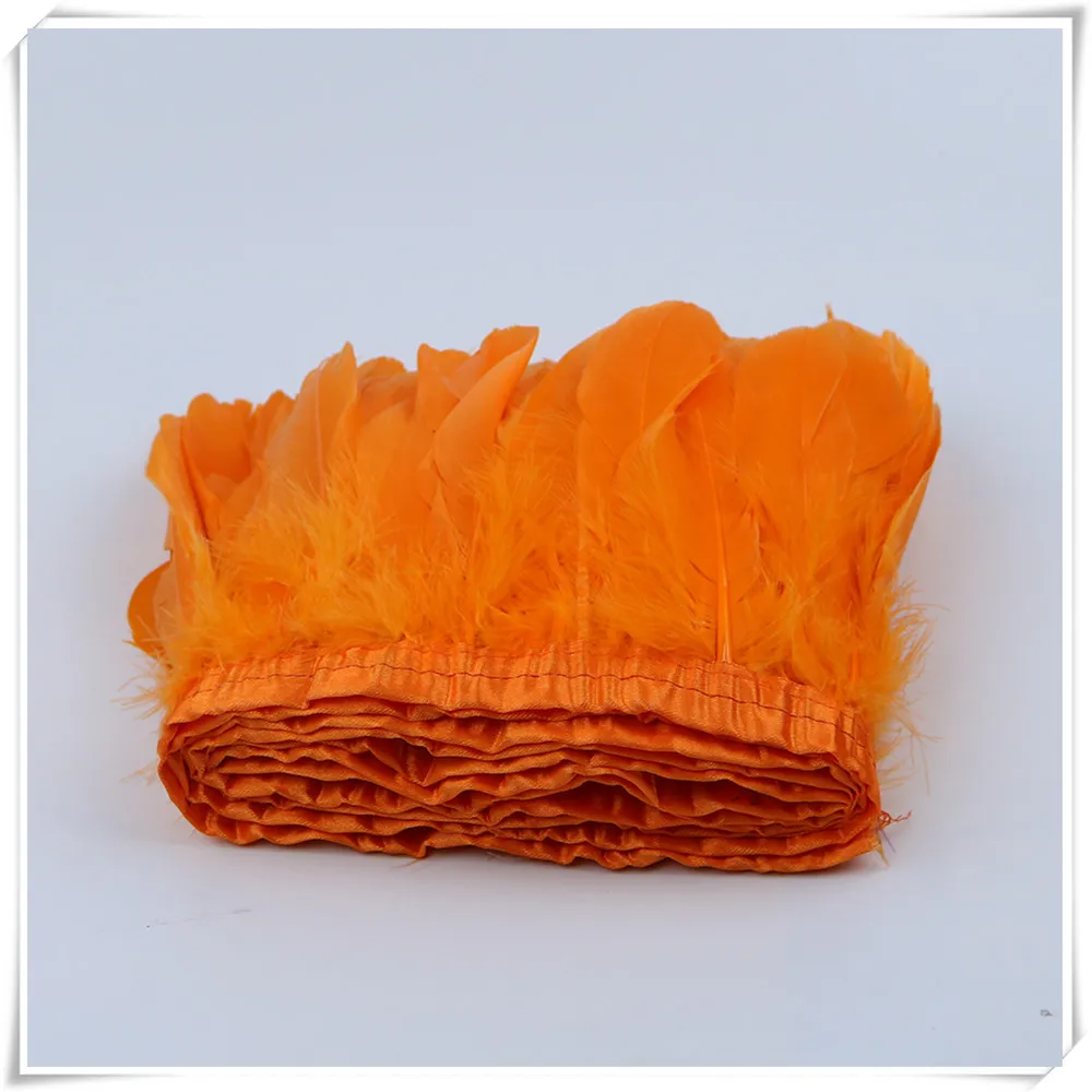 7 orange goose feather fringe 1