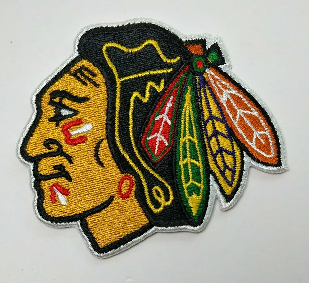 

2pcs/lot NHL National Hockey League club Team Blackhawks logo iron on Patch Aufnaeher Applique Buegelbild Embroidered badge