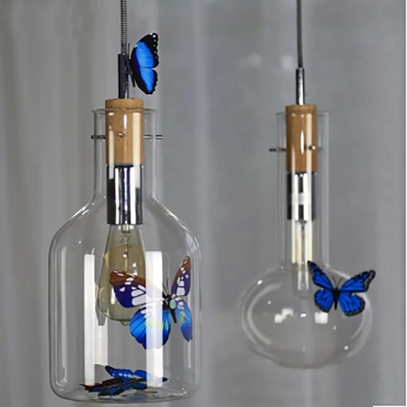 Pendant light fixture Creative Features Pendant lampshade Bottle Test tube Beaker Cork Transparent Glass bottle Pendant Light