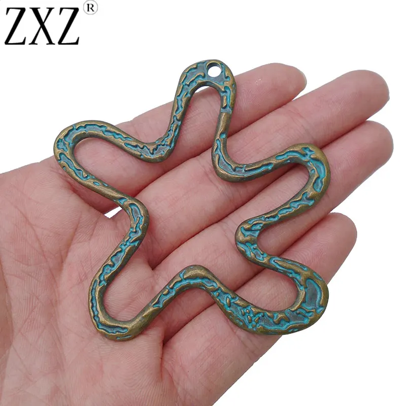 

ZXZ 2pcs Zamak Green Verdigris Patina Large Hollow Open Flower Charms Pendants for Necklace Jewelry Making Findings