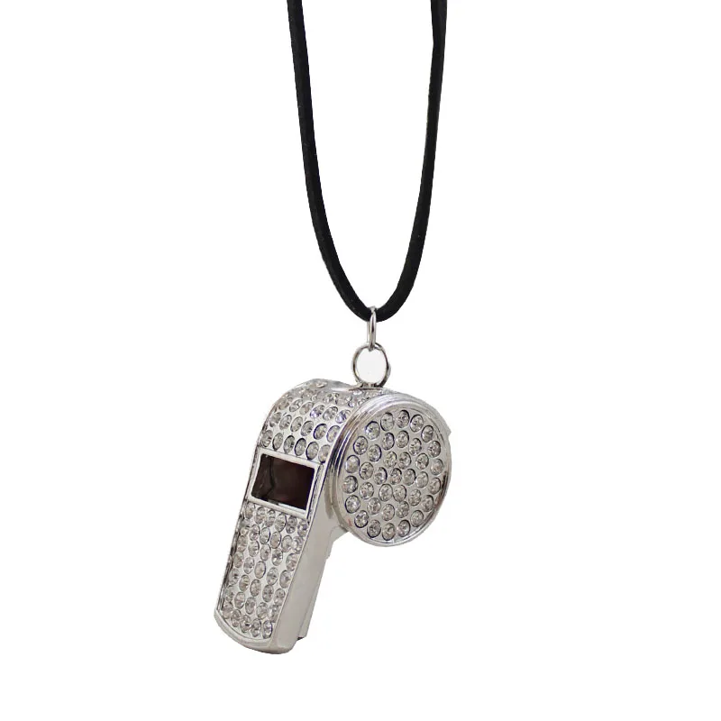 

New Fashion Hot Sale Fashion Simple Golden Whistle Long necklace leather cord For Women Free Shipping