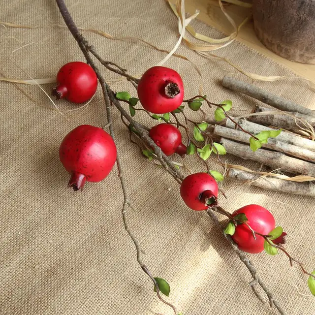 Artificial Flower Pomegranate Home Room Bridal Wedding Real