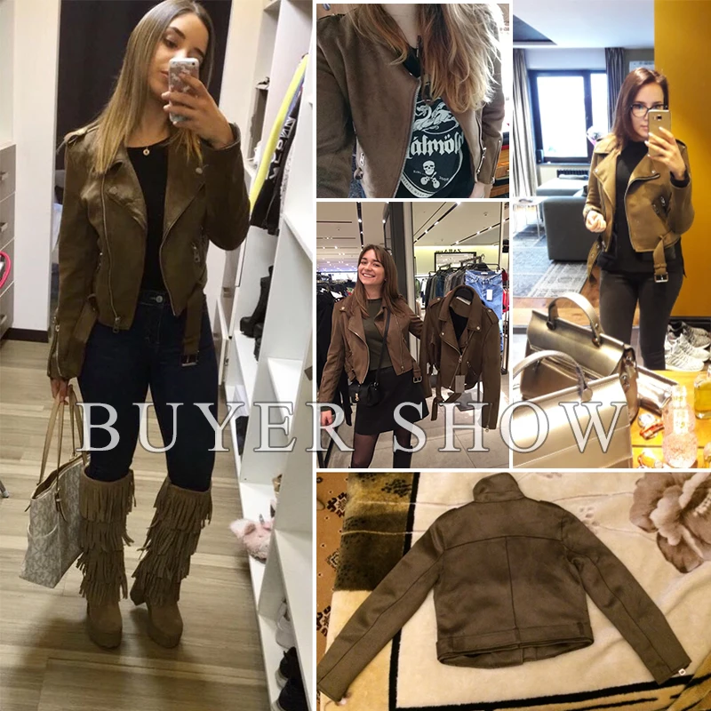 Autumn Spring Faux Leather Women Jacket Tops Solid Basic Suede Jackets Ladies Basic Female Coat Short Motorcycle Streetwear