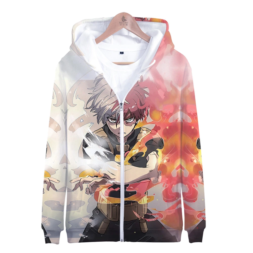 

3D Zip Men's Hoodies Anime Hoodie Mens My Hero Academia And Saint Seiya 2019 Autumn Men Coat Casual Male Jacket Wholesale