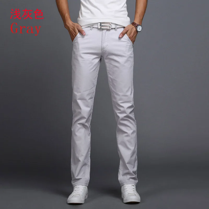 Новые модные мужские повседневные брюки, мужские деловые брюки, мужские брюки, летние хлопковые брюки - Цвет: Серый