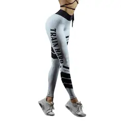 Женские спортивные тренировочные брюки средней талии сексуальные брюки для бега фитнес эластичные леггинсы весна осень принт