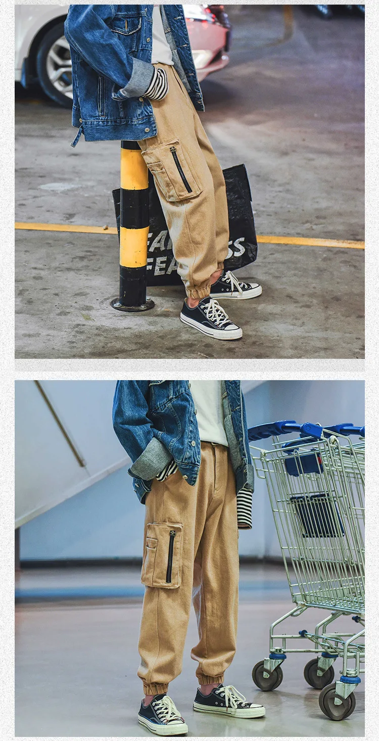 Для мужчин высокого уличный стиль Повседневное Грузовой Пант Мужской Японии Стиль свободные шаровары уличной хип-хоп бегунов Штаны