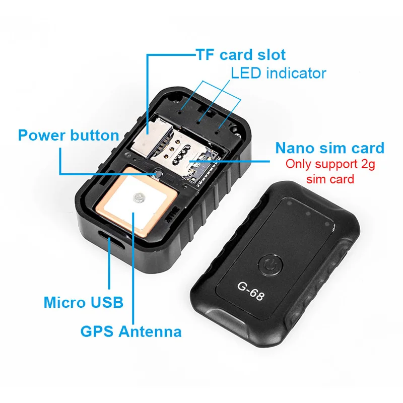 Мини трекер G68 2G микро GPS встроенный мощный магнит детский питомец LBS в реальном