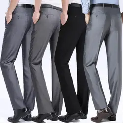 2019 Новое поступление, серые мужские летние брюки, прямые, облегающие, деловые мужские брюки, высокое качество, легкие, Бесплатная глажка