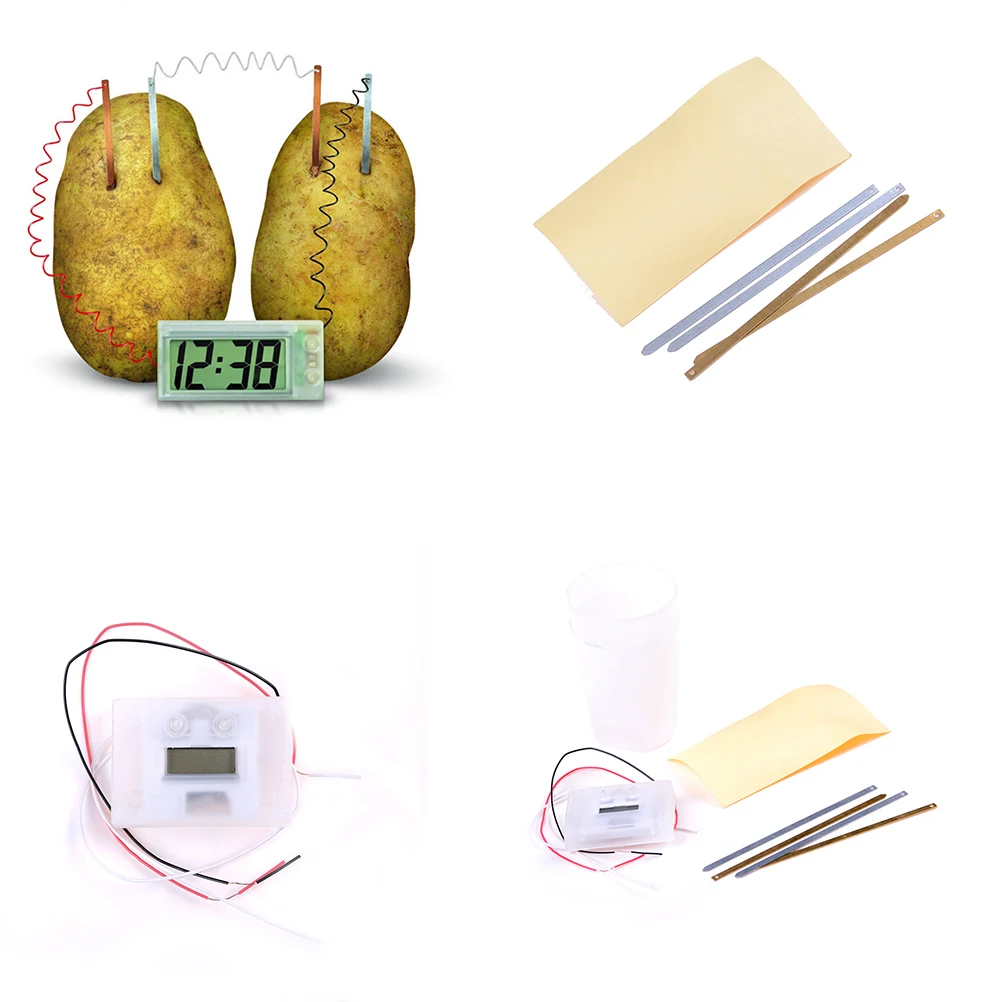 Часы картофель электрохимический клеточный эксперимент материал, Забавный домашний школьный зеленый научный набор обучающий DIY материал
