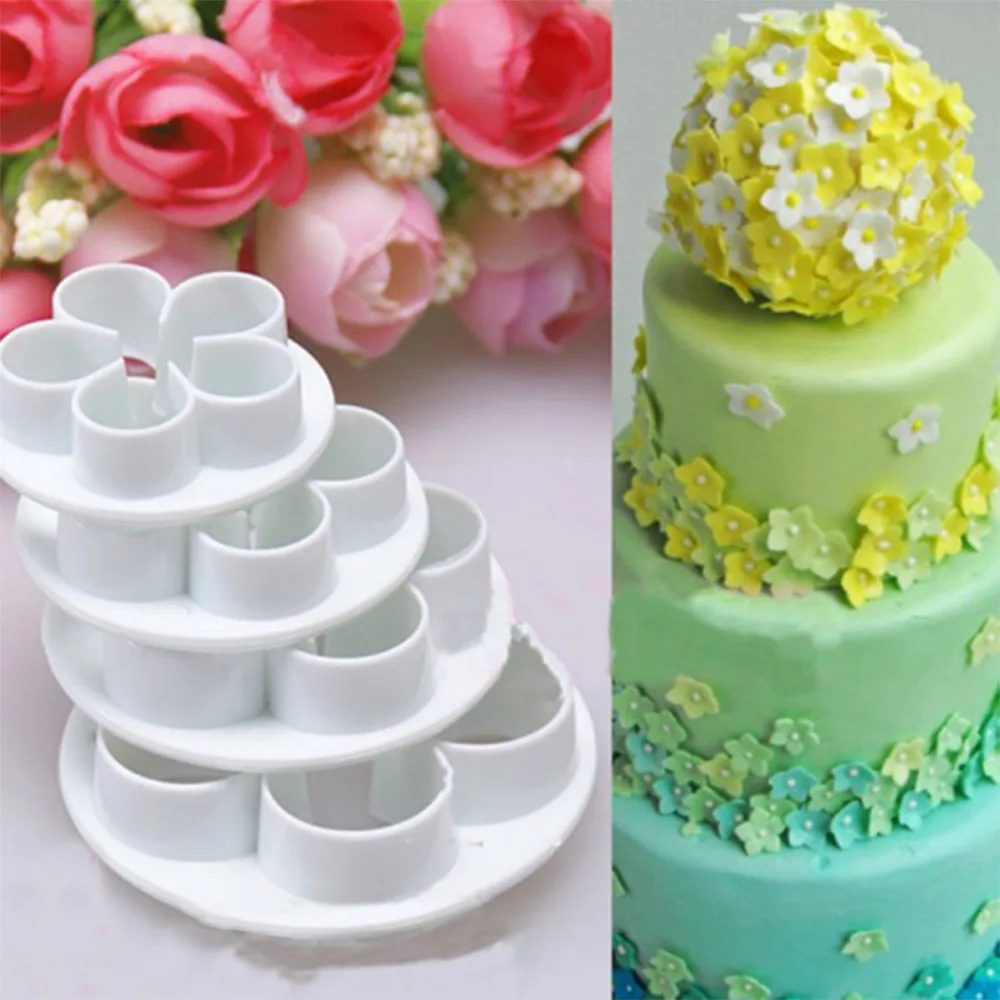 4Pcs/Set Rose Flower Fondant Cake tools Cutters Decorating Sugarcraft
