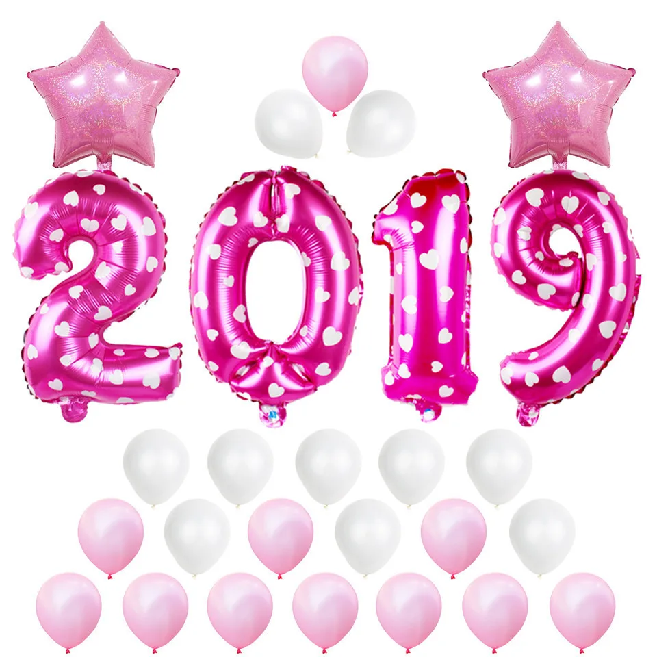 

27pcs/lot New Year Balloon Package Foil Balloons Rose Gold Party Balloons For Baby Shower For Boy Girl Birthday Decor