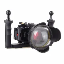 40M Underwater Waterproof Camera Housing Diving Case for Sony RX100 IV M4 + Red Filter + Fisheye Lens + Two Hands Aluminium Tray