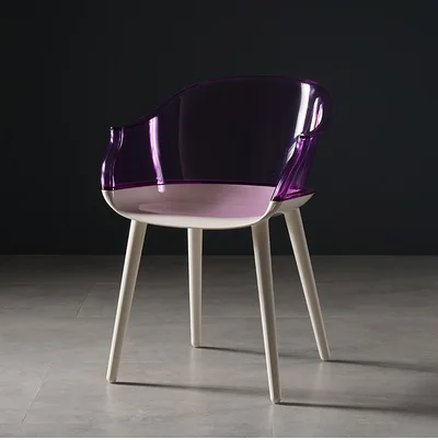 Испанский дизайнерский пластиковый стул с прозрачной спинкой/прозрачный хрустальный подлокотник - Цвет: Фиолетовый